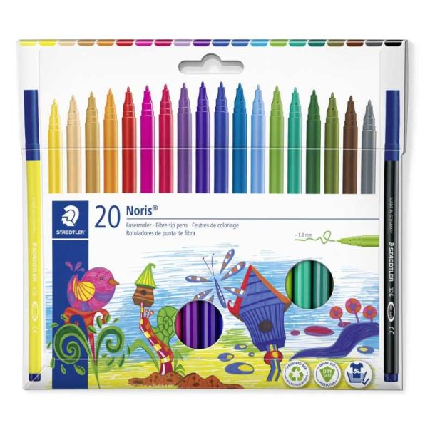 Staedtler Fiberpen - Noris Club - rund spids - 1,0 mm - 10 assorteret farver